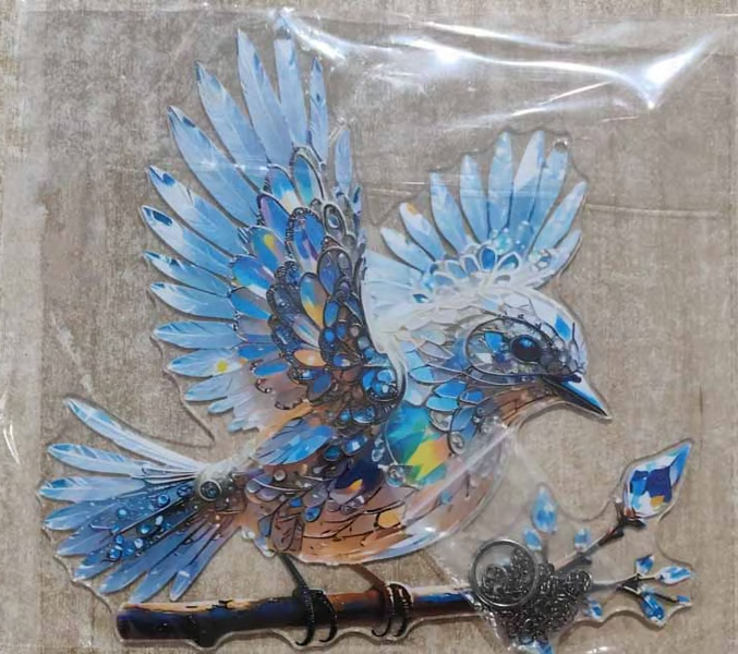 🐦✨Acrylic Sky Bluebird 2D Stained Art Ornament (8 inches)